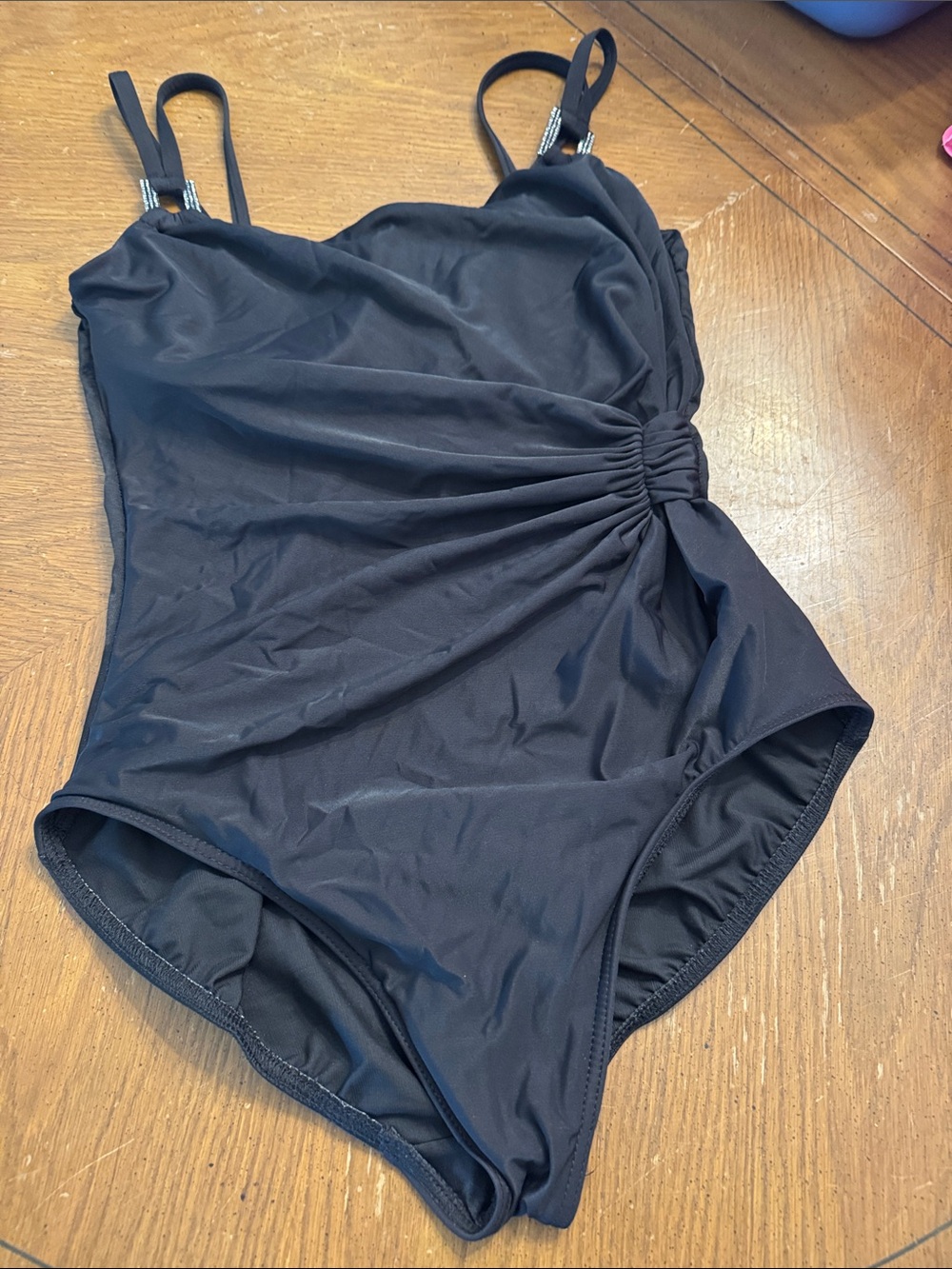 Miraclesuit Lisa-Jane One Piece Swim Black Silver Gemstone Studded Trim 12 EUC - Picture 4 of 11